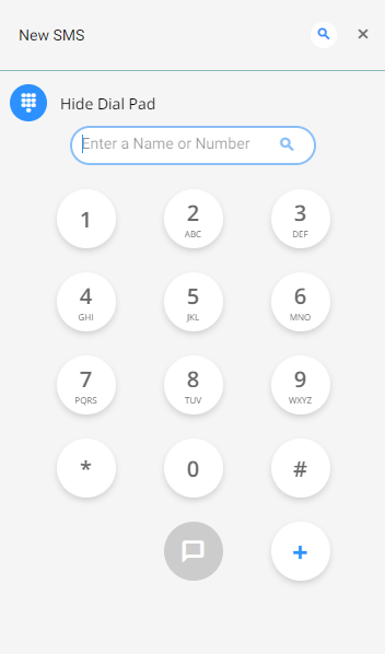The magnifying glass icon on the New SMS page
